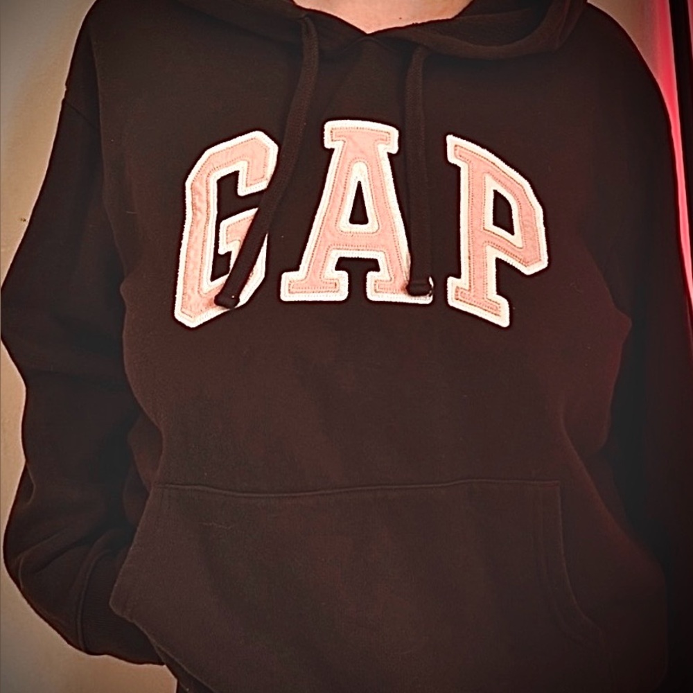 GAP Dark Brown Hoodie with Light Pink Logo